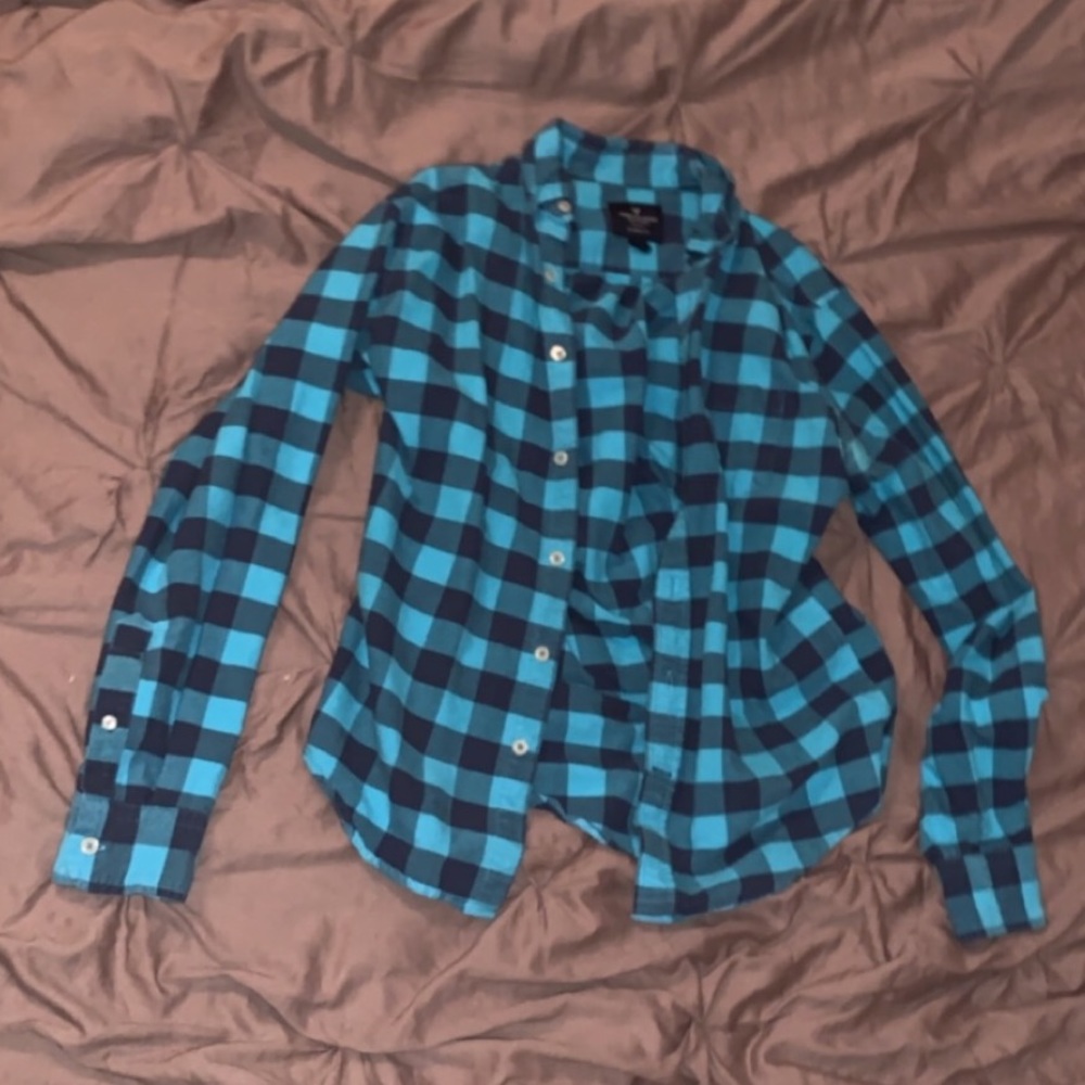 Blue plaid shirt